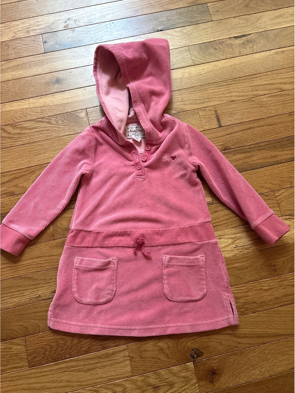 Baby Gap size 2T velour girls tunic/dress hooded